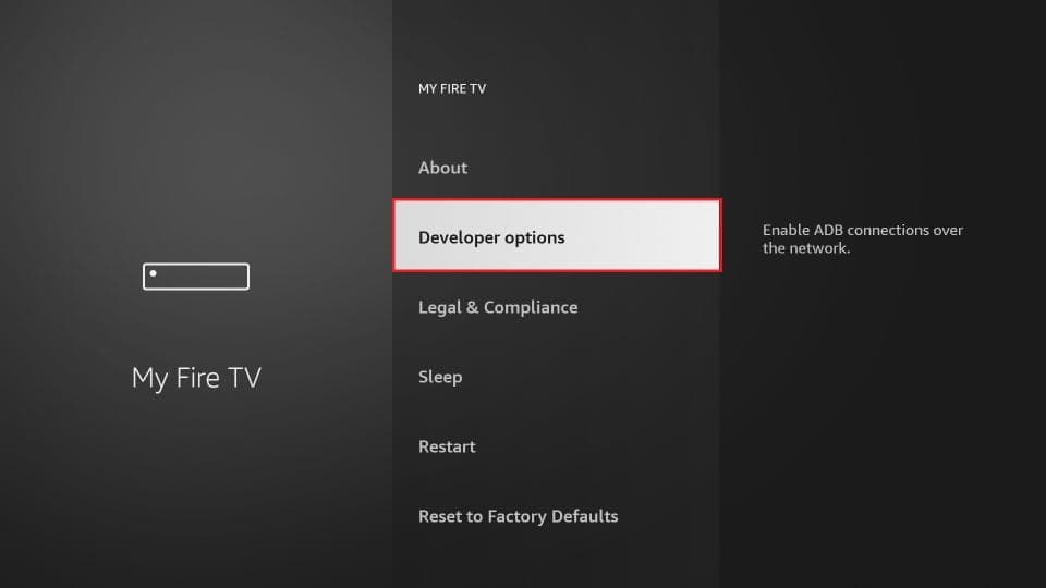 Amazon Fire TV Stick: Alege Developer Options