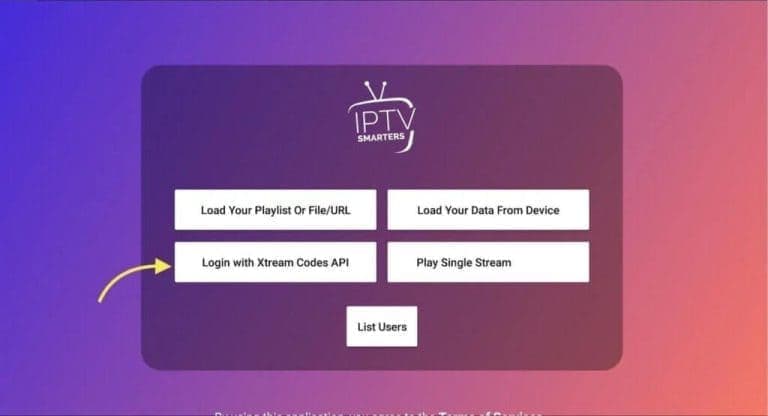 Smart TV Samsung și LG: Alege „Login with Xtream Codes API”