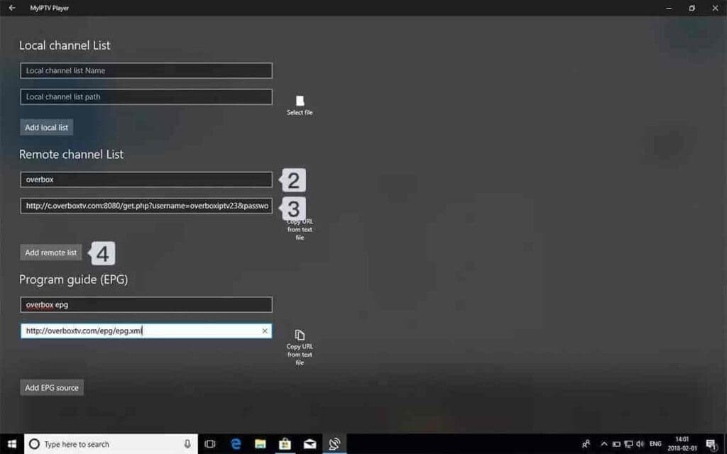PC și laptop Windows: Introdu linkul M3U